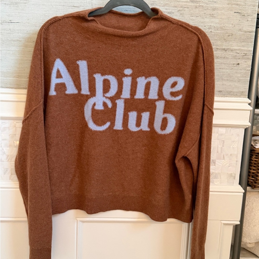 New small Anthropologie pilcro Alani cashmere sweater tan alpine club snow ski - Picture 3 of 16